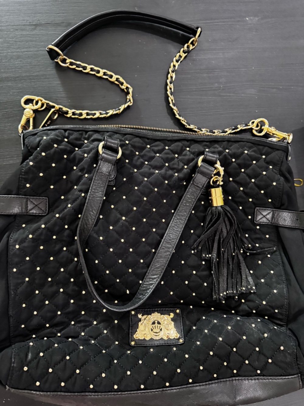 Vintage Juicy Couture Quilted Tote w/ Strap - Picture 10 of 11
